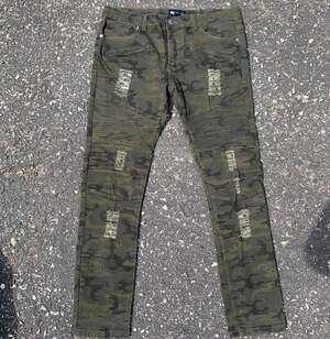 Waimea Men's Camo Distressed Biker Skinny Fit Jeans Size 34x32